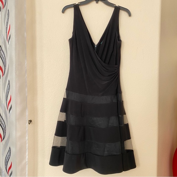 Lauren Ralph Lauren Dresses & Skirts - Ralph Lauren Black Tiered Mesh Faux Wrap Dress